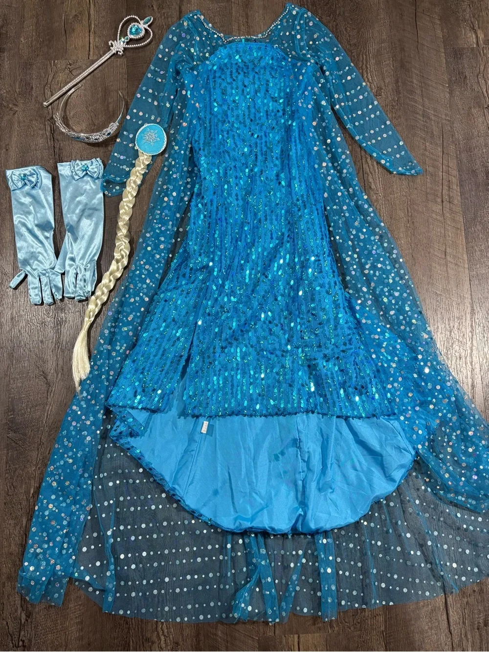 Frozen Princess Elsa Sequins Dress & Accessories Dress-Up Halloween Costume